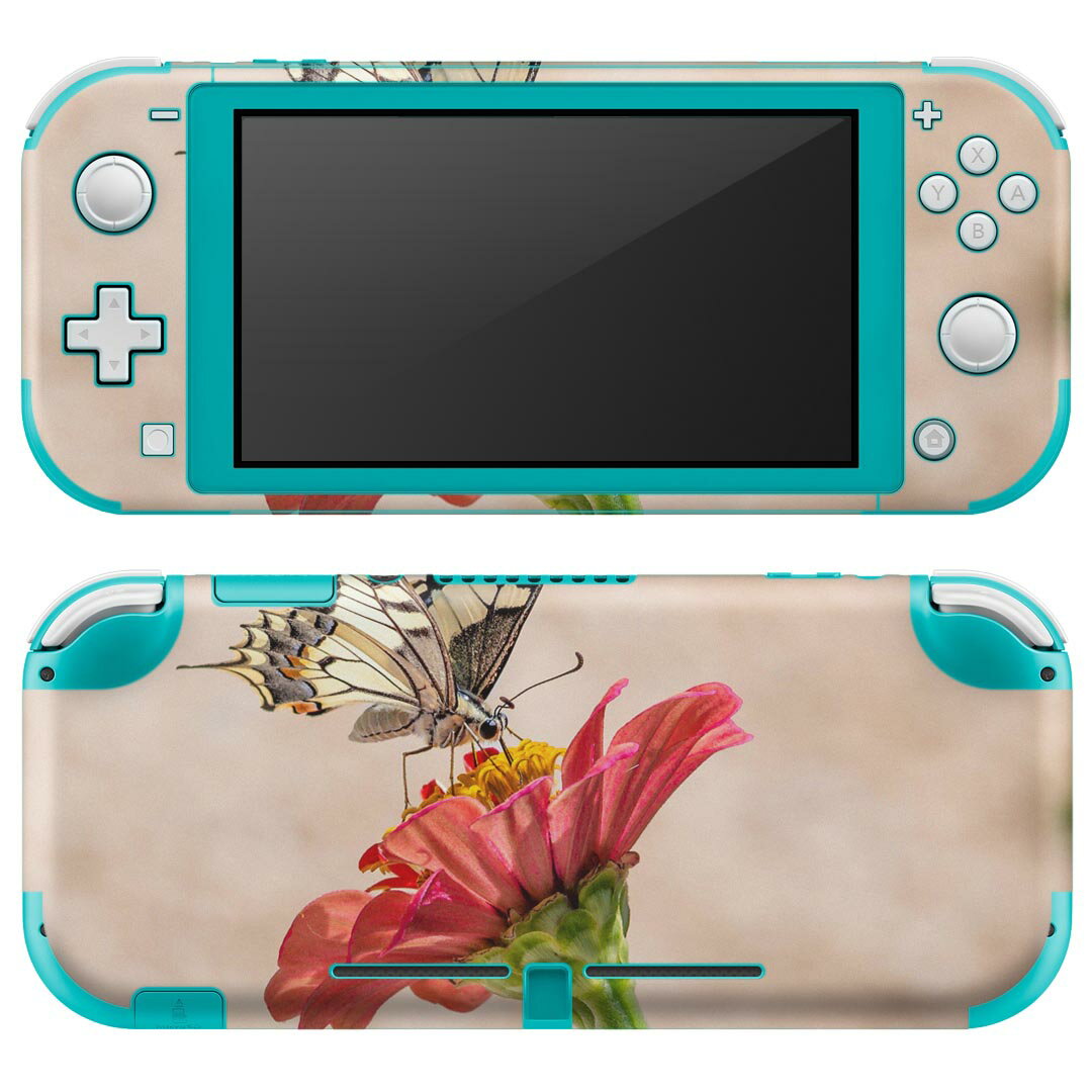 igsticker Nintendo Switch Lite 専用 デザインスキンシール 全面 ニンテンドー スイッチ ライト 専用 ゲーム機 カバー アクセサリー フィルム ステッカー エアフリー 023047 蝶々　花　写真
