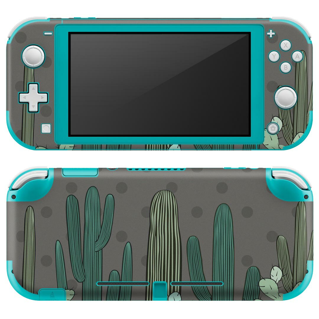 igsticker Nintendo Switch Lite 専用 デザインスキンシール 全面 ニンテンドー スイッチ ライト 専用 ゲーム機 カバー アクセサリー フィルム ステッカー エアフリー 023054 サボテン　イラスト　ドット柄