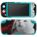 igsticker Nintendo Switch Lite 専用 デザインスキンシール 全面 ニンテンドー スイッチ ライト 専用 ゲーム機 カバー アクセサリー フィルム ステッカー エアフリー 023088 猫 写真 クリスマス サンタクロース