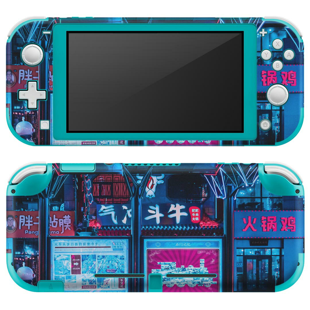 igsticker Nintendo Switch Lite 専用 デザインスキンシール 全面 ニンテンドー スイッチ ライト 専用 ゲーム機 カバー アクセサリー フィルム ステッカー エアフリー 023182 ネオン　街　写真