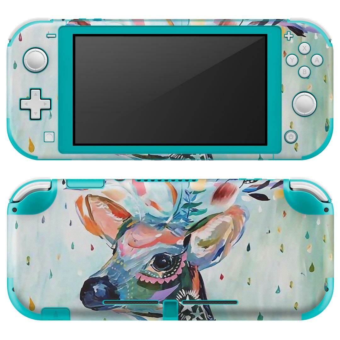 igsticker Nintendo Switch Lite 専用 デザインスキンシール 全面 ニンテンドー スイッチ ライト 専用 ゲーム機 カバー アクセサリー フィルム ステッカー エアフリー 023199 カラフル 鹿 動物