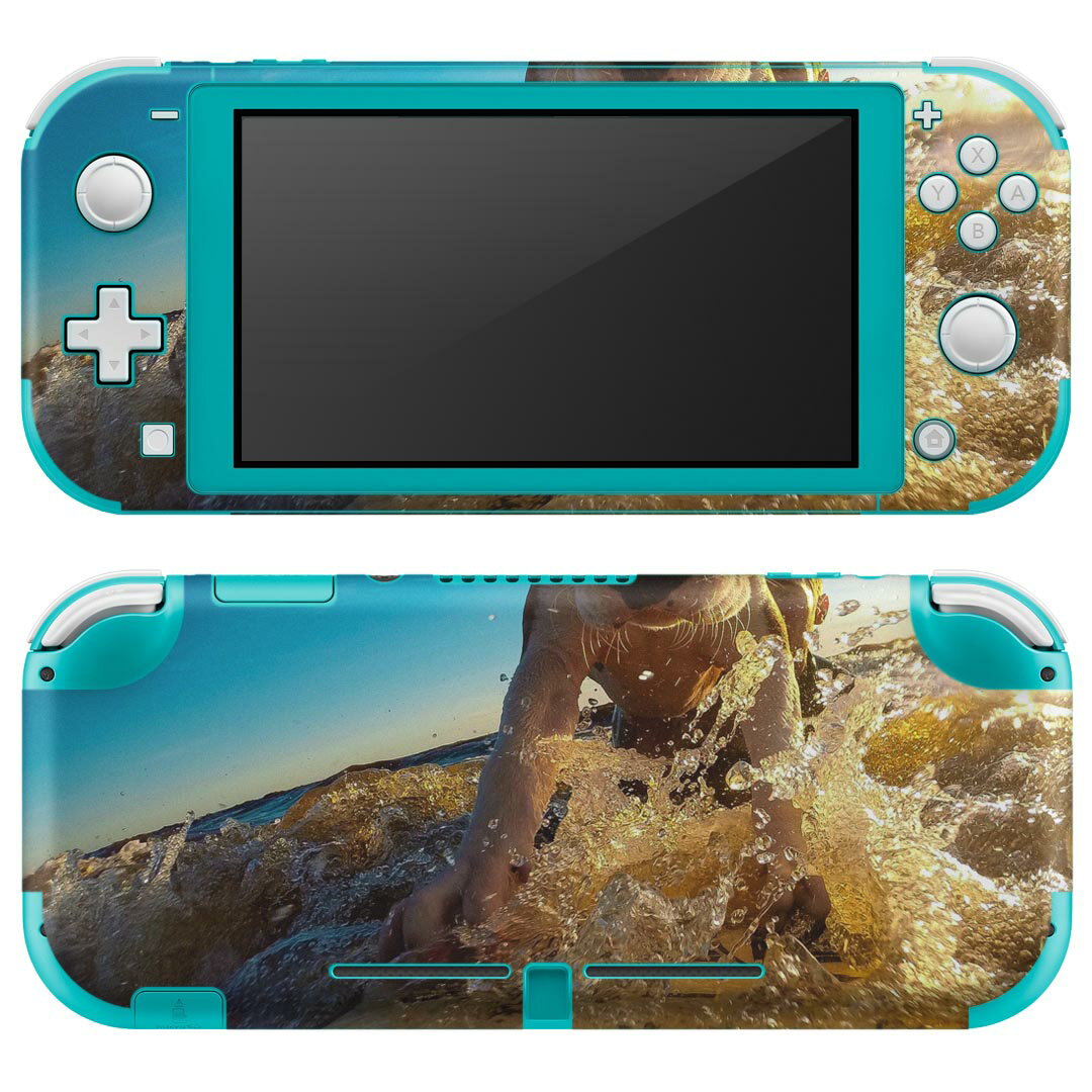 igsticker Nintendo Switch Lite 専用 デザインスキンシール 全面 ニンテンドー スイッチ ライト 専用 ゲーム機 カバー アクセサリー フィルム ステッカー エアフリー 023217 犬 サーフィン 海 写真