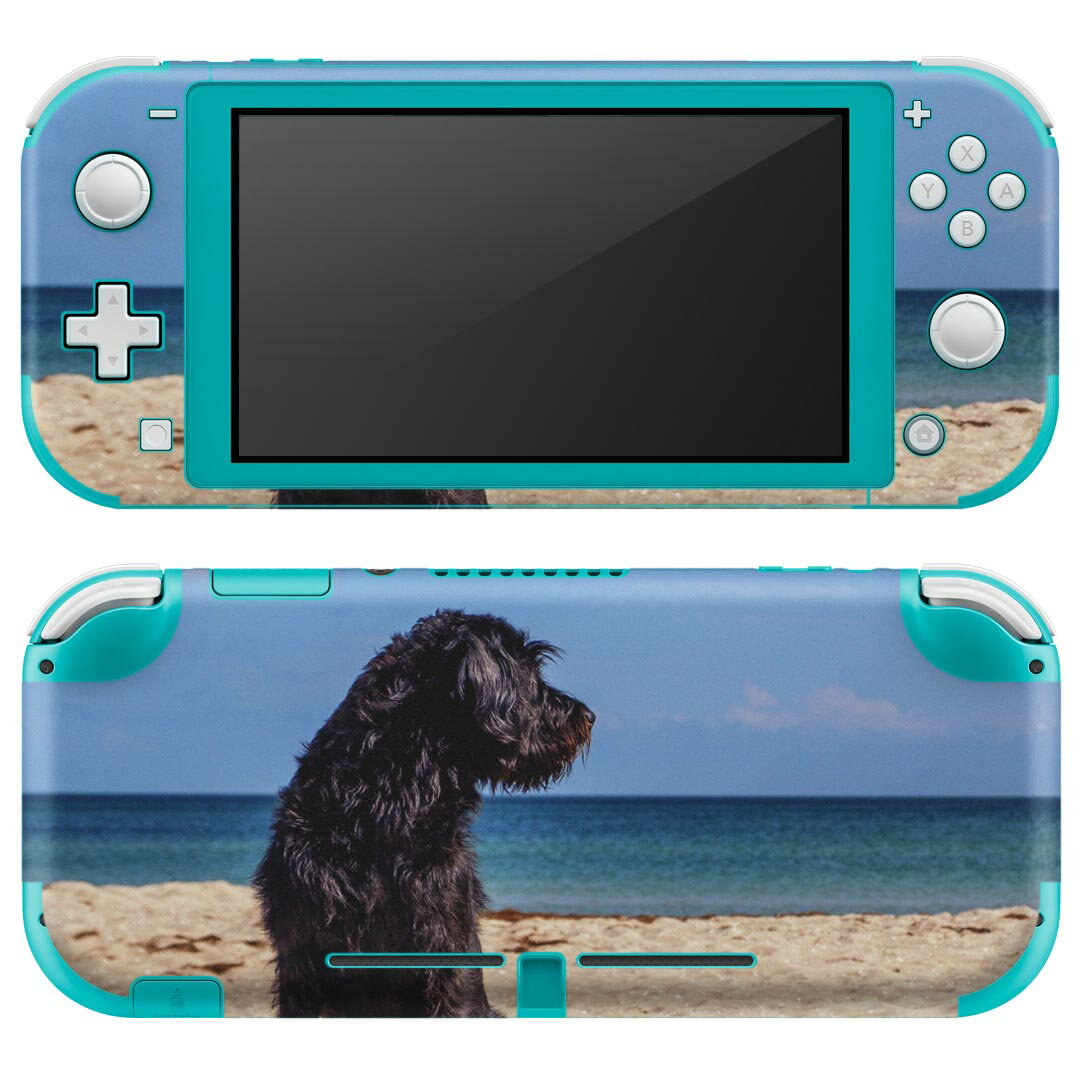igsticker Nintendo Switch Lite 専用 デザインスキンシール 全面 ニンテンドー スイッチ ライト 専用 ゲーム機 カバー アクセサリー フィルム ステッカー エアフリー 023219 犬 海 夏 写真