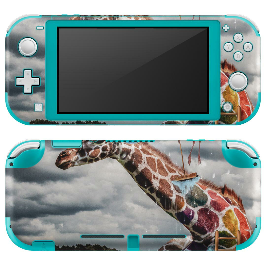 igsticker Nintendo Switch Lite 専用 デザインスキンシール 全面 ニンテンドー スイッチ ライト 専用 ゲーム機 カバー アクセサリー フィルム ステッカー エアフリー 023388 動物 カラフル きりん