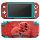 igsticker Nintendo Switch Lite 専用 デザインスキンシール 全面 ニンテンドー スイッチ ライト 専用 ゲーム機 カバー アクセサリー フィルム ステッカー エアフリー 023429 ハート スイカ フルーツ 果物