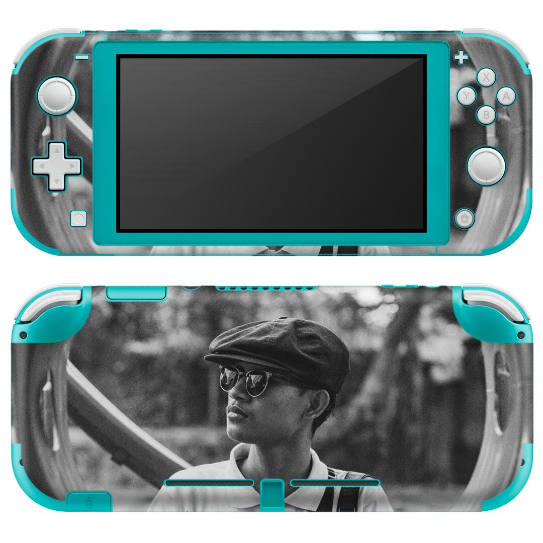 igsticker Nintendo Switch Lite 専用 デザインスキンシール 全面 ニンテンドー スイッチ ライト 専用 ゲーム機 カバー アクセサリー フィルム ステッカー エアフリー 023546 人物　モノクロ