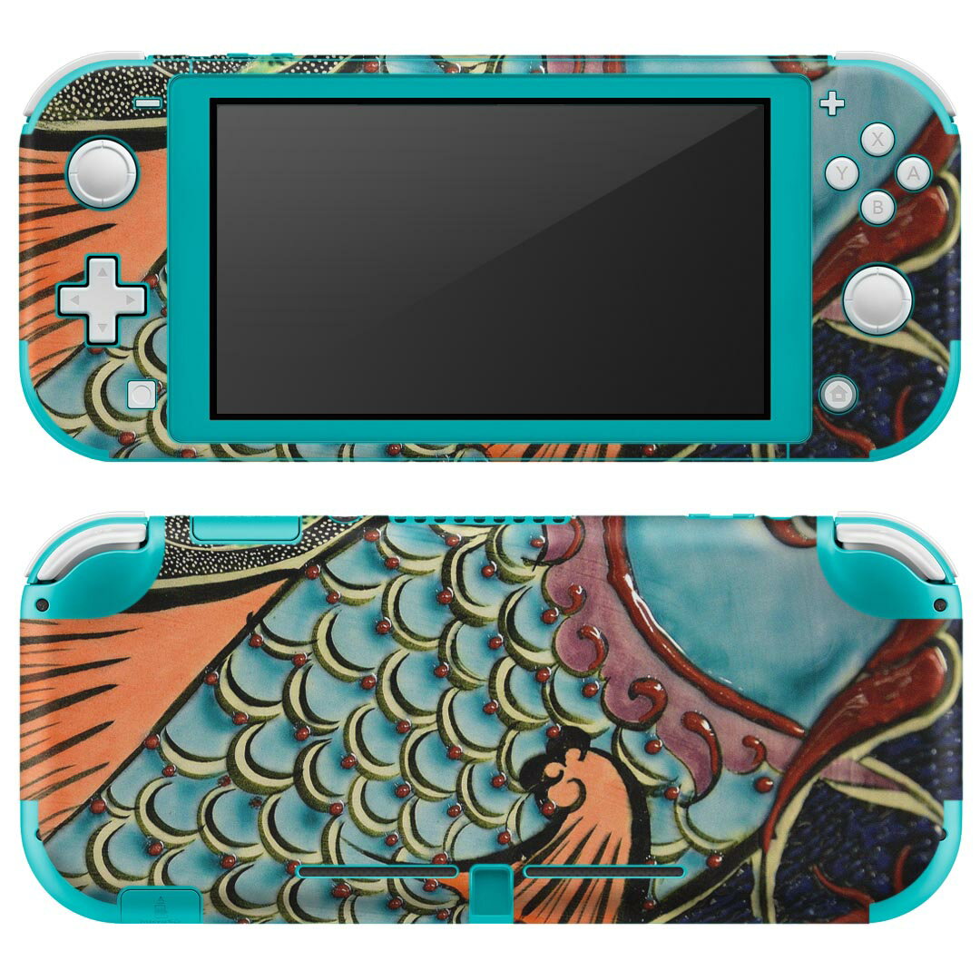 igsticker Nintendo Switch Lite 専用 デザインスキンシール 全面 ニンテンドー スイッチ ライト 専用 ゲーム機 カバー アクセサリー フィルム ステッカー エアフリー 023580 鯉　魚　カラフル　模様