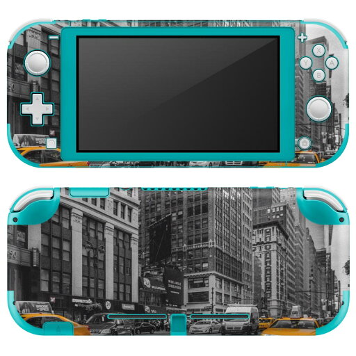 igsticker Nintendo Switch Lite 専用 デザインスキンシール 全面 ニンテンドー スイッチ ライト 専用 ゲーム機 カバー アクセサリー フィルム ステッカー エアフリー 023614 ビル 都市 写真 タクシー