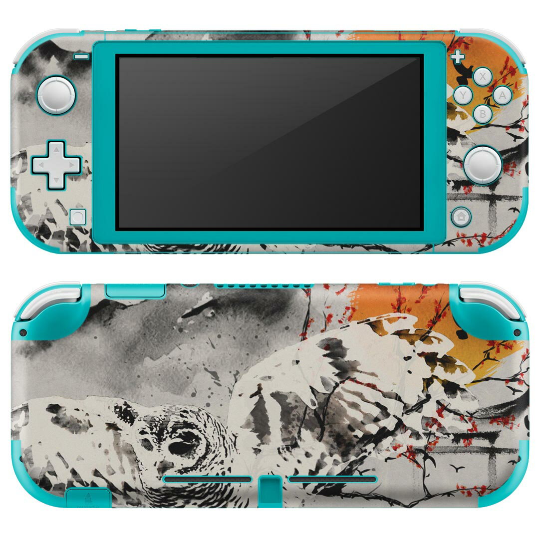 igsticker Nintendo Switch Lite 専用 デザインスキンシール 全面 ニンテンドー スイッチ ライト 専用 ゲーム機 カバー アクセサリー フィルム ステッカー エアフリー 023634 水墨画 和 フクロウ