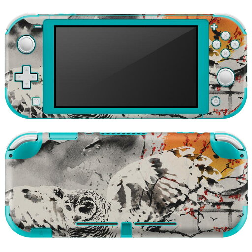 igsticker Nintendo Switch Lite 専用 デザインスキンシール 全面 ニンテンドー スイッチ ライト 専用 ゲーム機 カバー アクセサリー フィルム ステッカー エアフリー 023634 水墨画 和 フクロウ