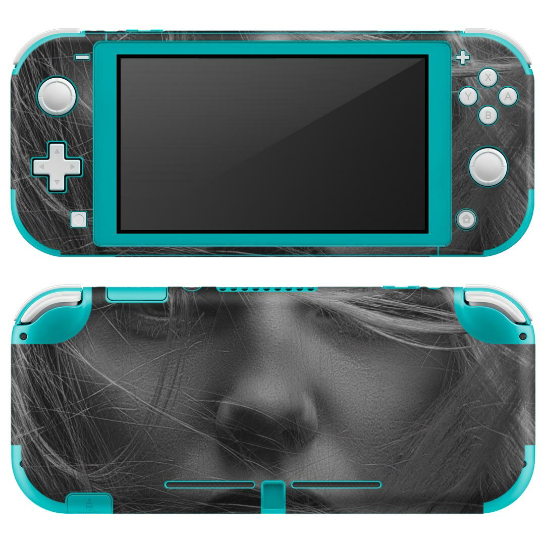 igsticker Nintendo Switch Lite 専用 デザインスキンシール 全面 ニンテンドー スイッチ ライト 専用 ゲーム機 カバー アクセサリー フィルム ステッカー エアフリー 023694 人物 女性 モノクロ