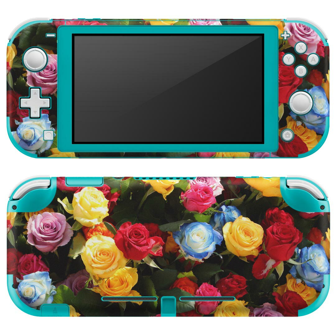 igsticker Nintendo Switch Lite 専用 デザインスキンシール 全面 ニンテンドー スイッチ ライト 専用 ゲーム機 カバー アクセサリー フィルム ステッカー エアフリー 023740 花　フラワー　バラ　カラフル