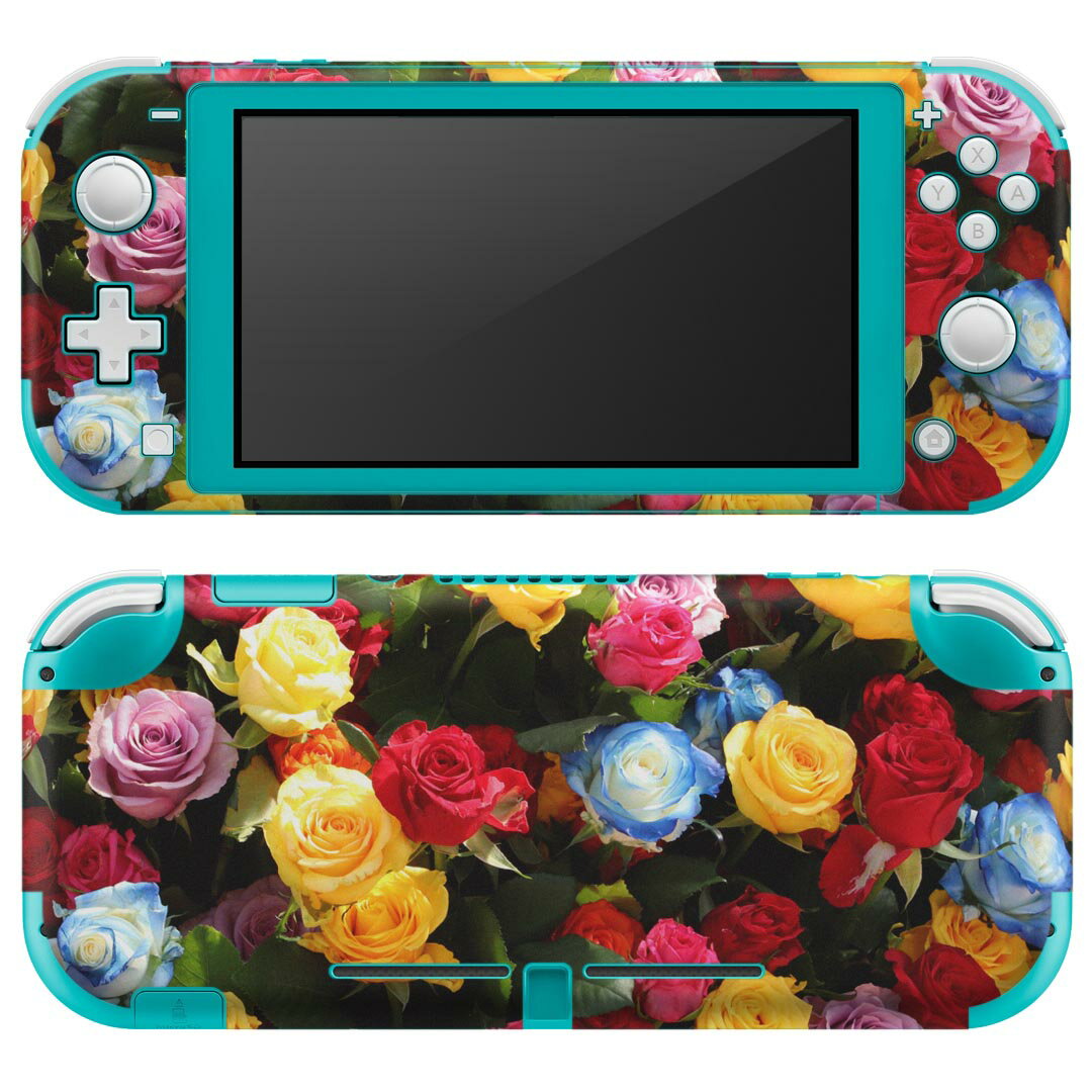 igsticker Nintendo Switch Lite 専用 デザインスキンシール 全面 ニンテンドー スイッチ ライト 専用 ゲーム機 カバー アクセサリー フィルム ステッカー エアフリー 023740 花 フラワー バラ カラフル