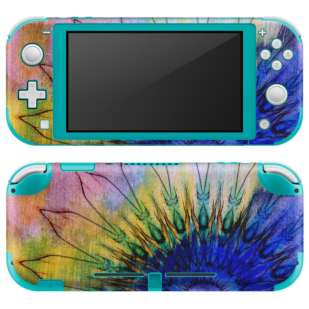 igsticker Nintendo Switch Lite 専用 デザインスキンシール 全面 ニンテンドー スイッチ ライト 専用 ゲーム機 カバー アクセサリー フィルム ステッカー エアフリー 023821 花　ひまわり　タイダイ染