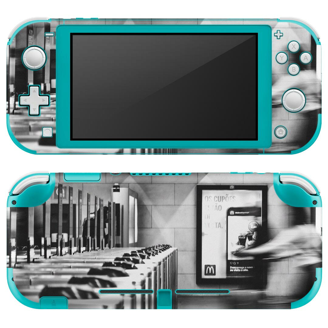 igsticker Nintendo Switch Lite 専用 デザインスキンシール 全面 ニンテンドー スイッチ ライト 専用 ゲーム機 カバー アクセサリー フィルム ステッカー エアフリー 023846 電車　改札口　モノクロ