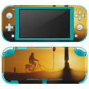 igsticker Nintendo Switch Lite 専用 デザインスキンシール 全面 ニンテンドー スイッチ ライト 専用 ゲーム機 カバー アクセサリー フィルム ステッカー エアフリー 023854 夕日　自転車