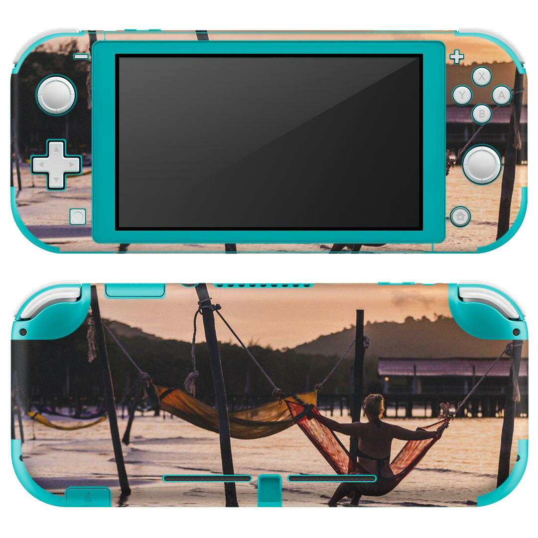 igsticker Nintendo Switch Lite 専用 デザインスキンシール 全面 ニンテンドー スイッチ ライト 専用 ゲーム機 カバー アクセサリー フィルム ステッカー エアフリー 023905 夕日　写真