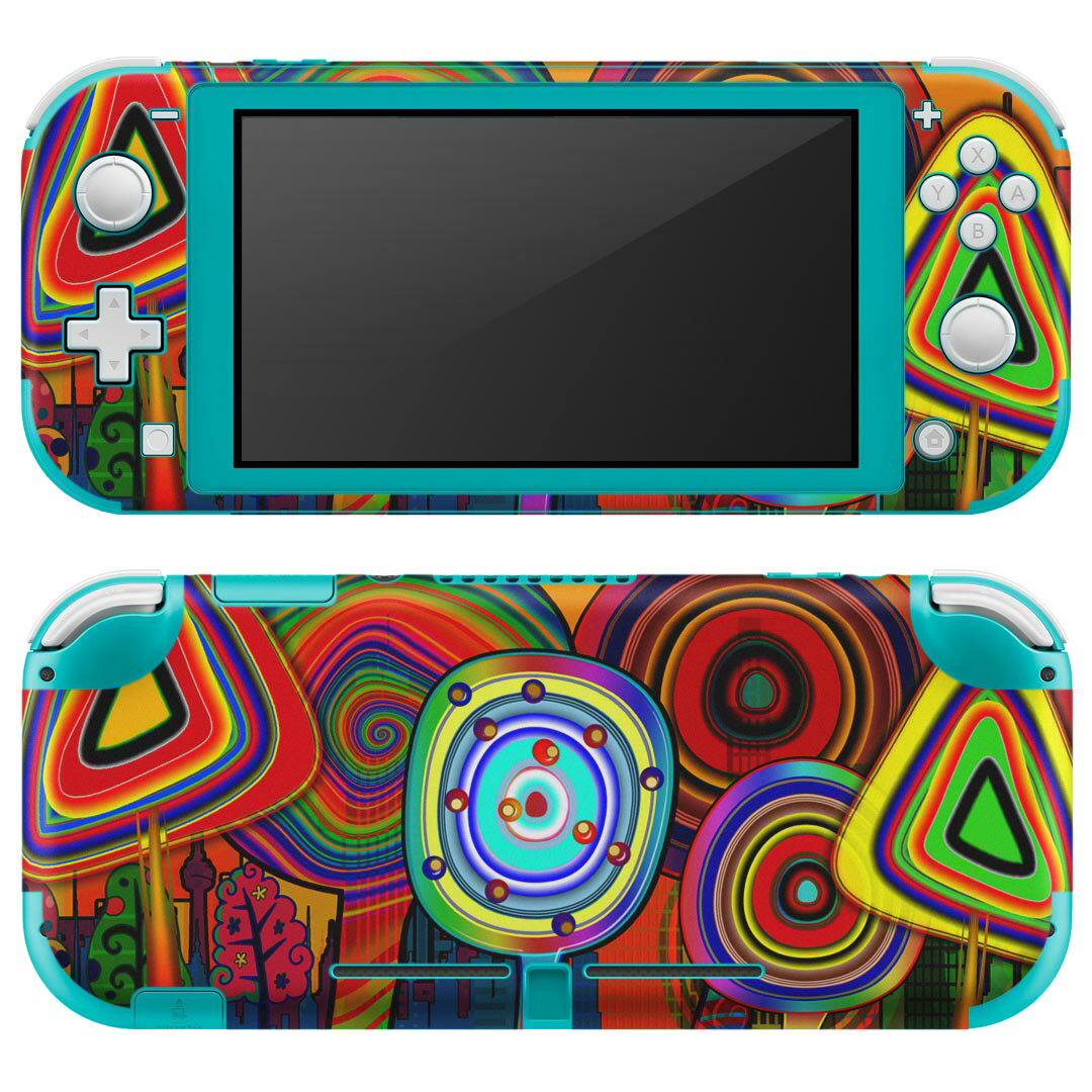 igsticker Nintendo Switch Lite 専用 デザインスキンシール 全面 ニンテンドー スイッチ ライト 専用 ゲーム機 カバー アクセサリー フィルム ステッカー エアフリー 023909 木 カラフル サイケデリック
