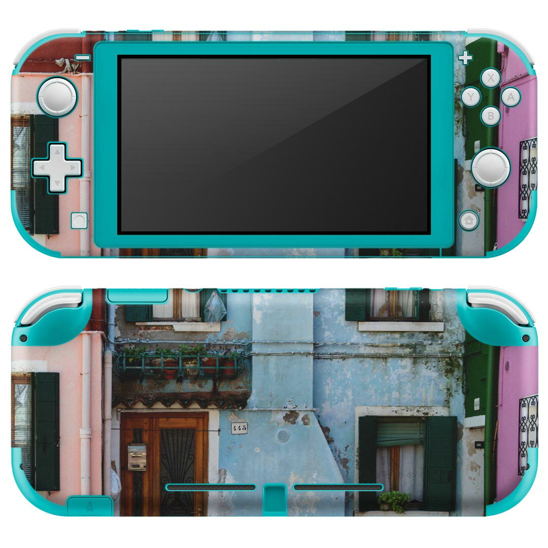 igsticker Nintendo Switch Lite 専用 デザインスキンシール 全面 ニンテンドー スイッチ ライト 専用 ゲーム機 カバー アクセサリー フィルム ステッカー エアフリー 023934 カラフル 建物 写真