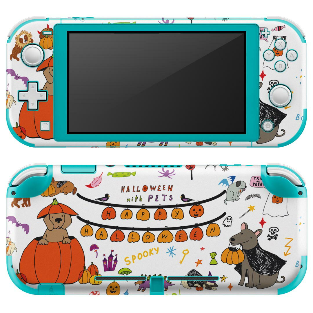 igsticker Nintendo Switch Lite 専用 デザインスキンシール 全面 ニンテンドー スイッチ ライト 専用 ゲーム機 カバー アクセサリー フィルム ステッカー エアフリー 026122 ハロウィン 犬 dog Halloween