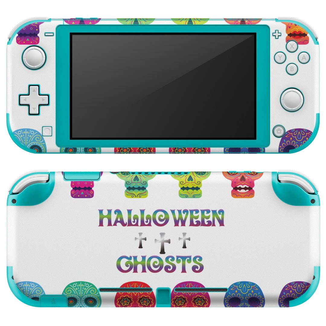 igsticker Nintendo Switch Lite 専用 デザインスキンシール 全面 ニンテンドー スイッチ ライト 専用 ゲーム機 カバー アクセサリー フィルム ステッカー エアフリー 026137 ハロウィン 骸骨 カラフル Halloween