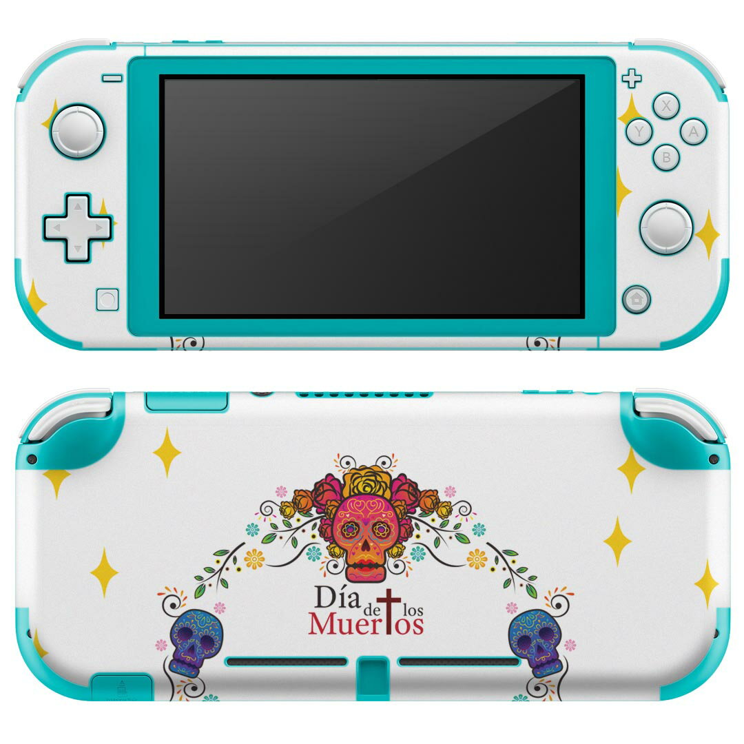 igsticker Nintendo Switch Lite 専用 デザインスキンシール 全面 ニンテンドー スイッチ ライト 専用 ゲーム機 カバー アクセサリー フィルム ステッカー エアフリー 026138 ハロウィン 骸骨 カラフル Halloween