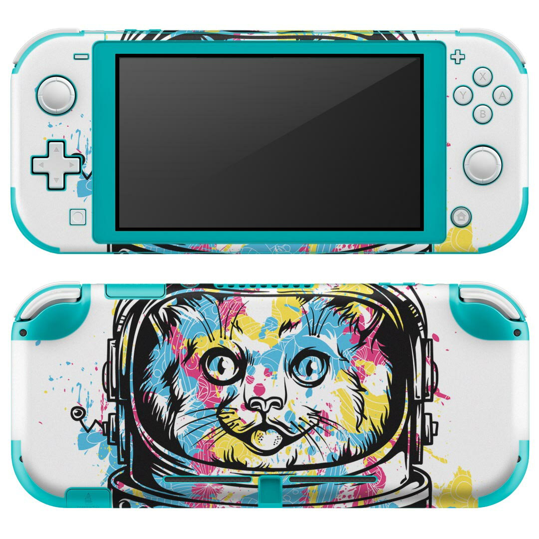 igsticker Nintendo Switch Lite 専用 デザインスキンシール 全面 ニンテンドー スイッチ ライト 専用 ゲーム機 カバー アクセサリー フィルム ステッカー エアフリー 026171 動物　猫　ネコ　宇宙
