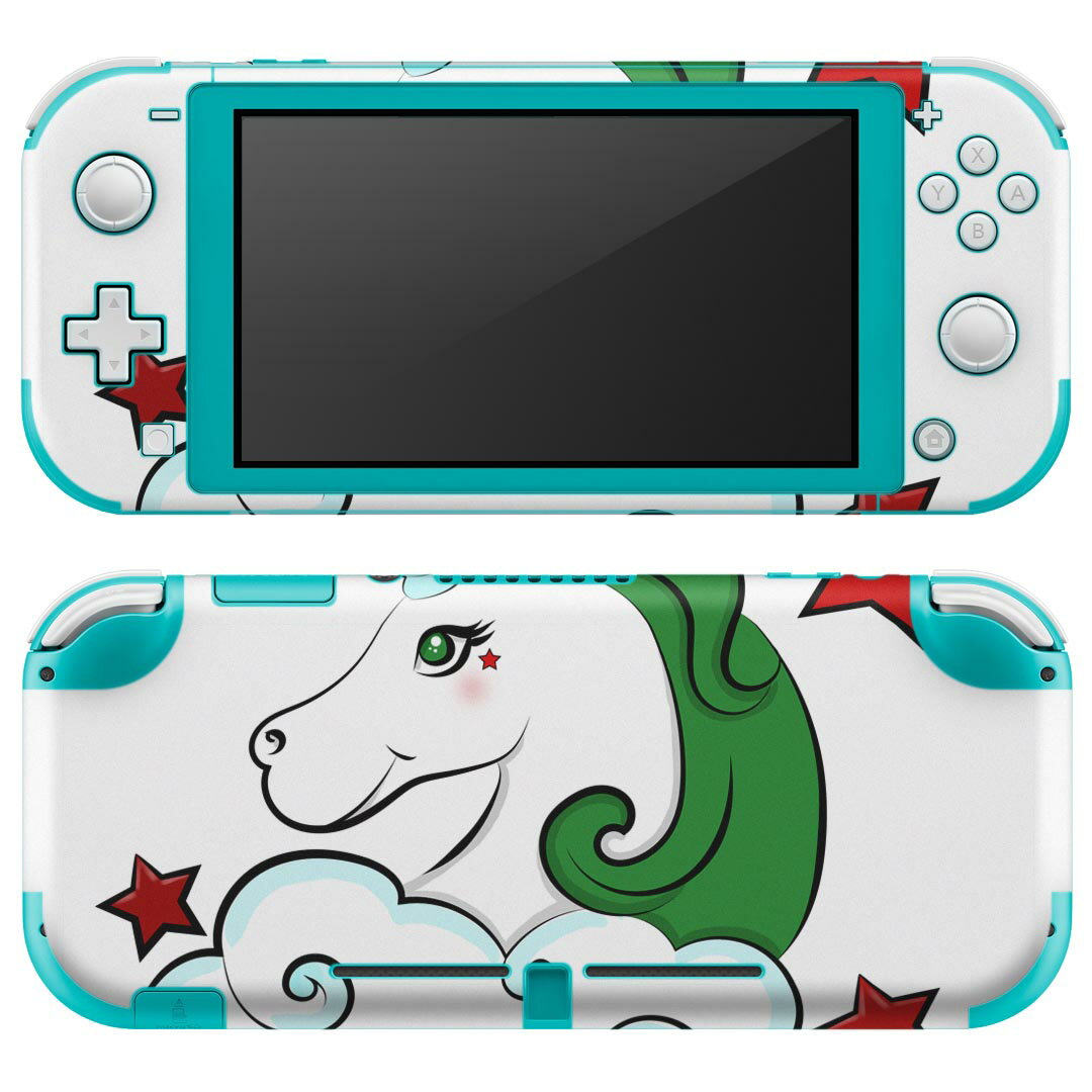 igsticker Nintendo Switch Lite 専用 デザインスキンシール 全面 ニンテンドー スイッチ ライト 専用 ゲーム機 カバー アクセサリー フィルム ステッカー エアフリー 026191 動物 星 ユニコーン ペガサス
