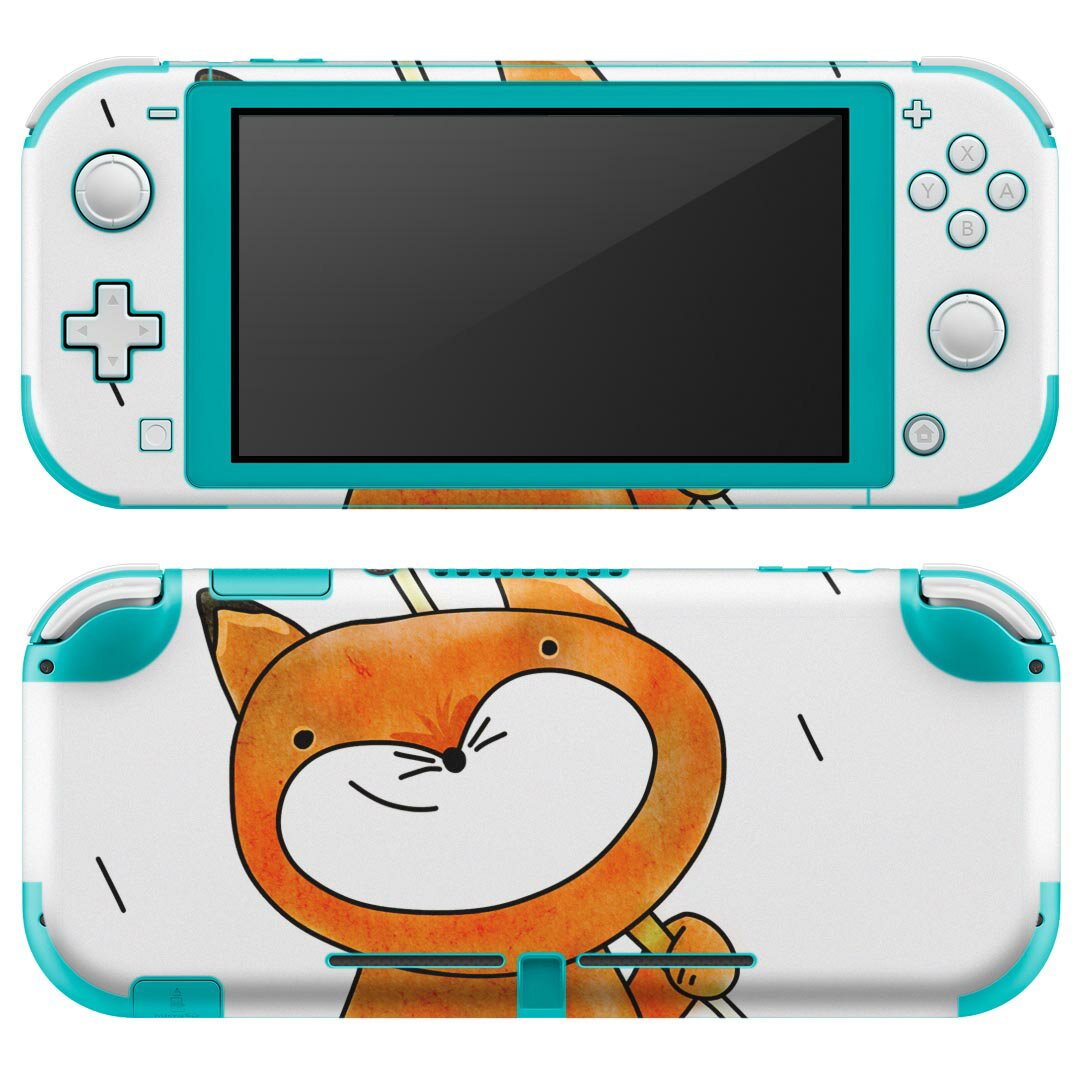 igsticker Nintendo Switch Lite 専用 デザインスキンシール 全面 ニンテンドー スイッチ ライト 専用 ゲーム機 カバー アクセサリー フィルム ステッカー エアフリー 026200 きつね　傘　雨