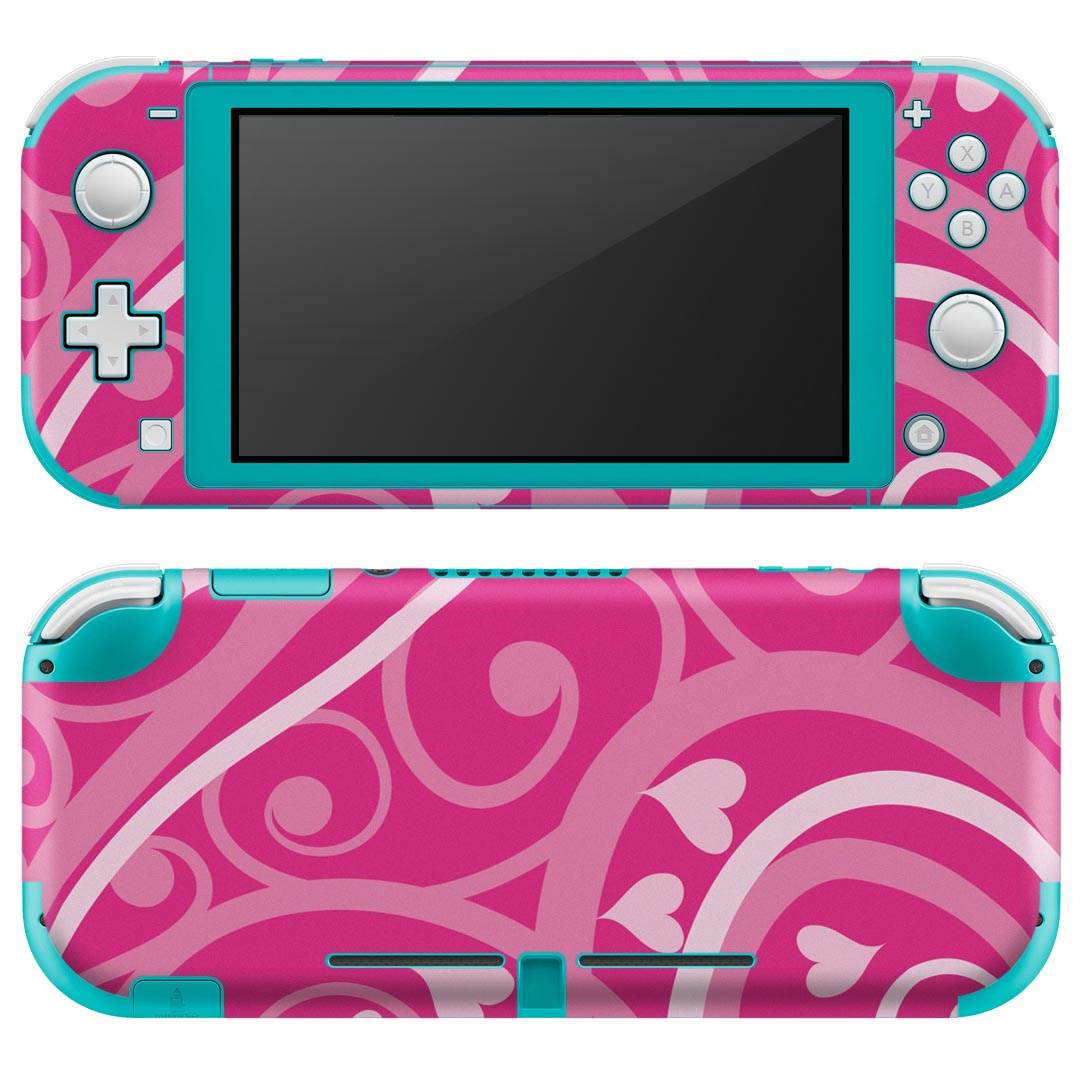 igsticker Nintendo Switch Lite 専用 デザインスキンシール 全面 ニンテンドー スイッチ ライト 専用 ゲーム機 カバー アクセサリー フィルム ステッカー エアフリー 004009 ハート　ピンク