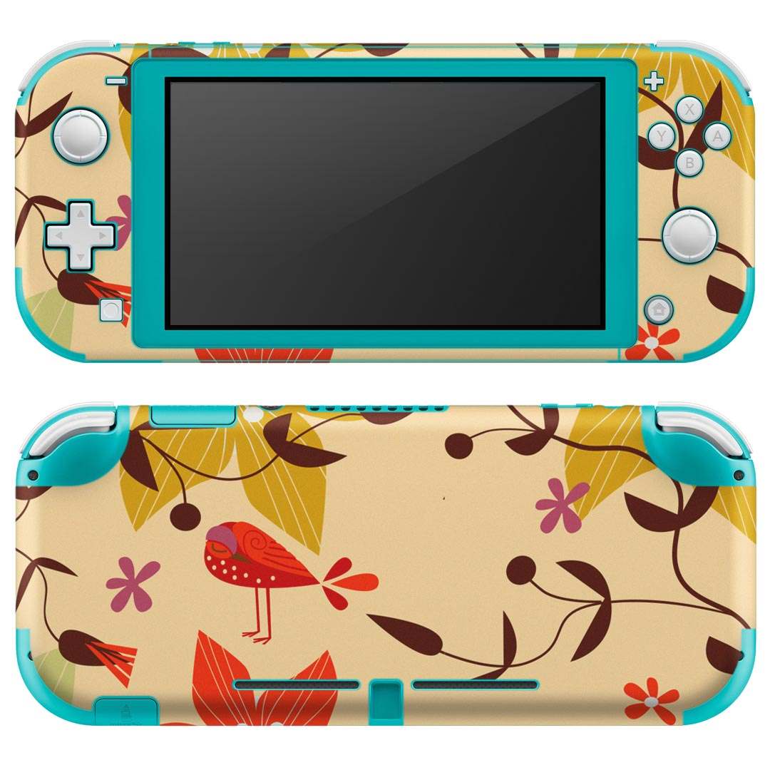 igsticker Nintendo Switch Lite 専用 デザインスキンシール 全面 ニンテンドー スイッチ ライト 専用 ゲーム機 カバー アクセサリー フィルム ステッカー エアフリー 004015 花 鳥 カラフル