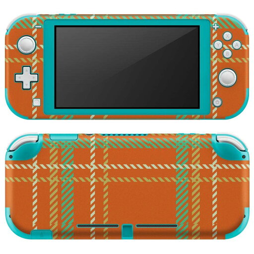 igsticker Nintendo Switch Lite 専用 デザインスキンシール 全面 ニンテンドー スイッチ ライト 専用 ゲーム機 カバー アクセサリー フィルム ステッカー エアフリー 004038 チェック 緑 オレンジ