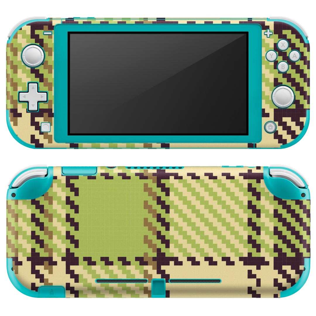 igsticker Nintendo Switch Lite 専用 デザインスキンシール 全面 ニンテンドー スイッチ ライト 専用 ゲーム機 カバー アクセサリー フィルム ステッカー エアフリー 004039 チェック ブラウン 緑