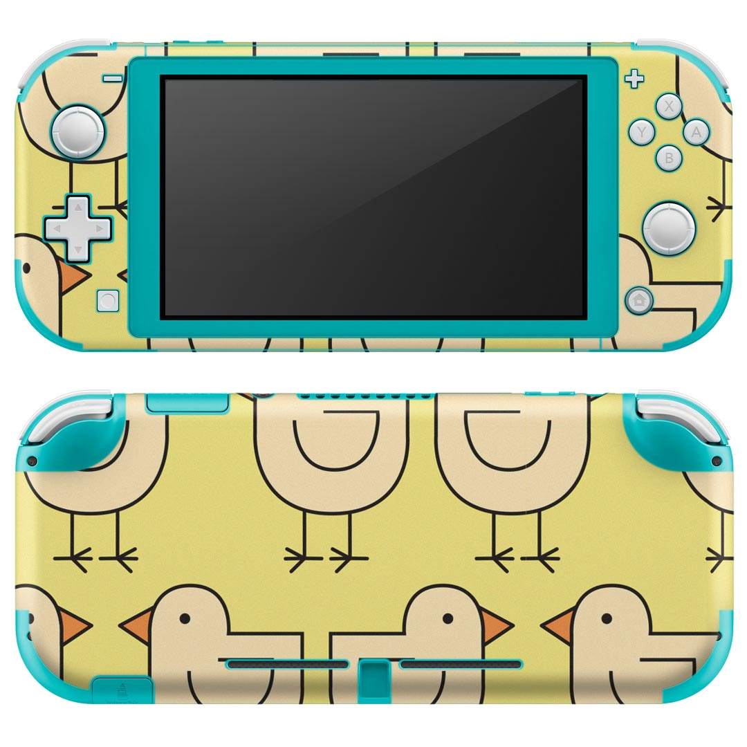 igsticker Nintendo Switch Lite 専用 デザインスキンシール 全面 ニンテンドー スイッチ ライト 専用 ゲーム機 カバー アクセサリー フィルム ステッカー エアフリー 004044 鳥　模様　黄色