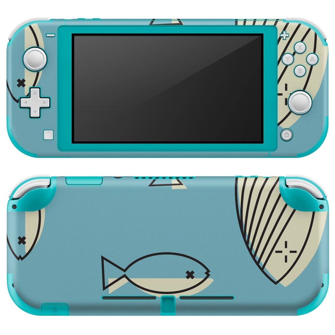 igsticker Nintendo Switch Lite 専用 デザインスキンシール 全面 ニンテンドー スイッチ ライト 専用 ゲーム機 カバー アクセサリー フィルム ステッカー エアフリー 004045 海　魚　青
