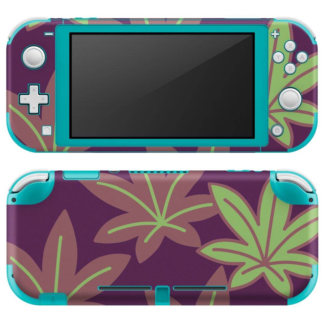 igsticker Nintendo Switch Lite 専用 デザインスキンシール 全面 ニンテンドー スイッチ ライト 専用 ゲーム機 カバー アクセサリー フィルム ステッカー エアフリー 004073 紅葉 模様 紫