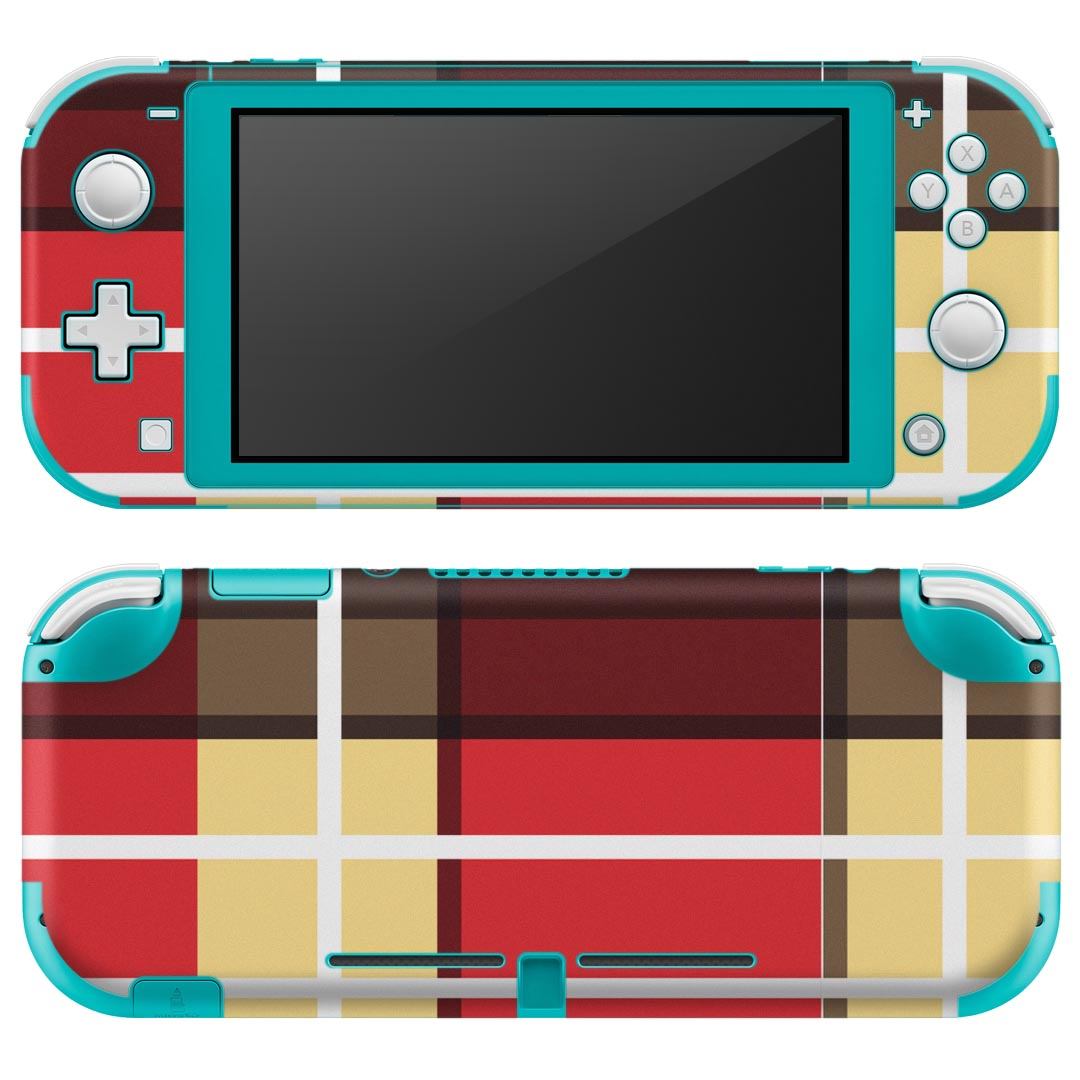 igsticker Nintendo Switch Lite 専用 デザインスキンシール 全面 ニンテンドー スイッチ ライト 専用 ゲーム機 カバー アクセサリー フィルム ステッカー エアフリー 004074 チェック ピンク 黄色