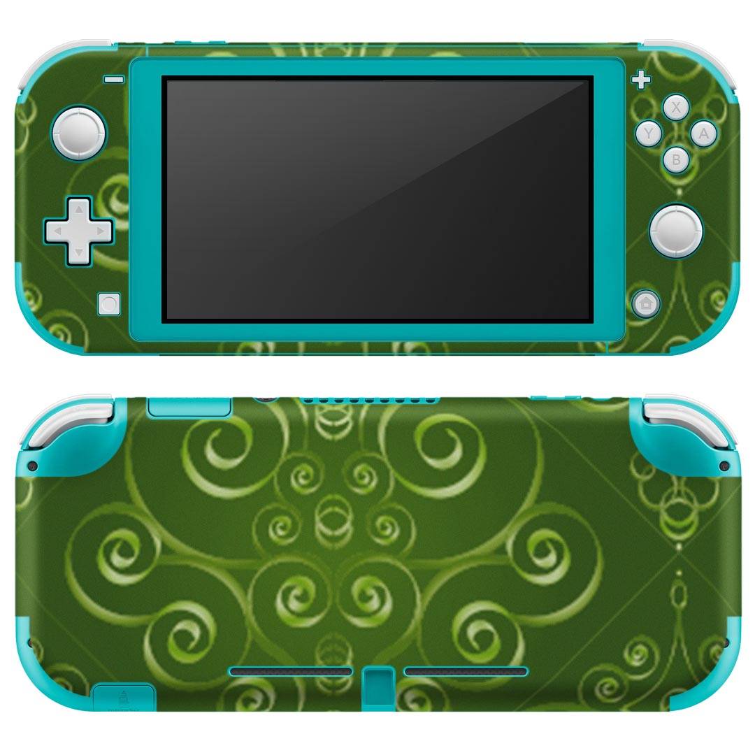 igsticker Nintendo Switch Lite 専用 デザインスキンシール 全面 ニンテンドー スイッチ ライト 専用 ゲーム機 カバー アクセサリー フィルム ステッカー エアフリー 004096 模様 エレガント 緑