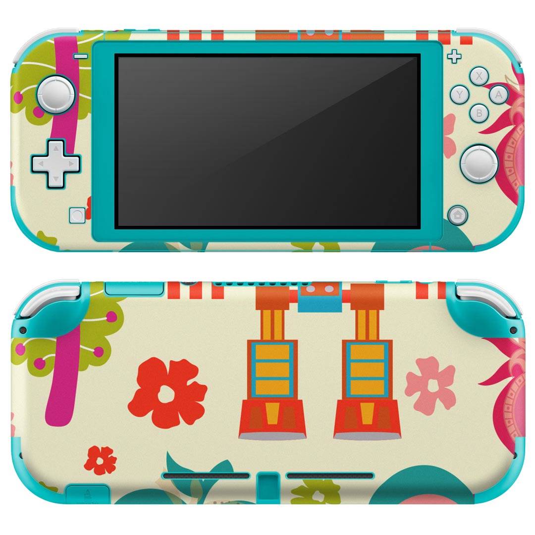 igsticker Nintendo Switch Lite 専用 デザインスキンシール 全面 ニンテンドー スイッチ ライト 専用 ゲーム機 カバー アクセサリー フィルム ステッカー エアフリー 004117 花 果物 イラスト カラフル