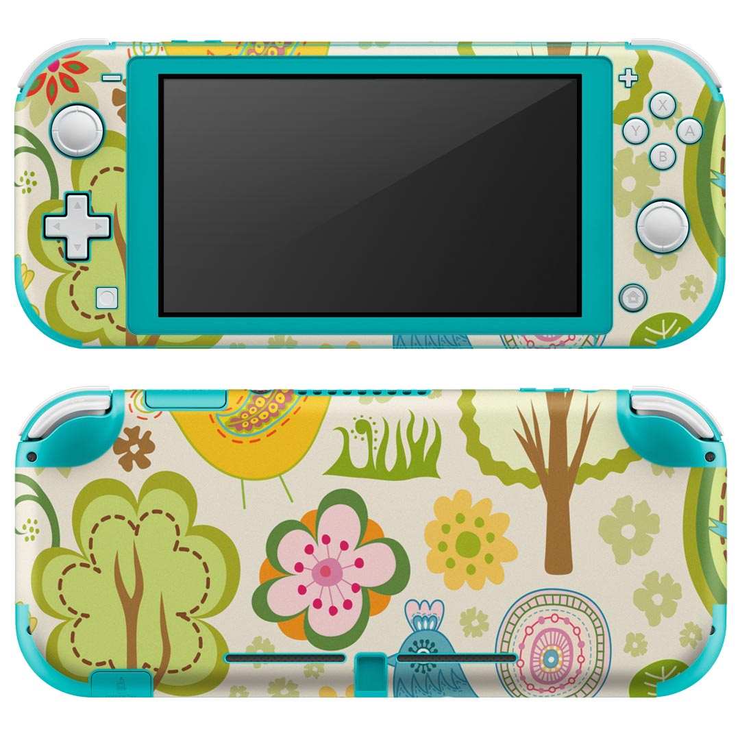 igsticker Nintendo Switch Lite 専用 デザインスキンシール 全面 ニンテンドー スイッチ ライト 専用 ゲーム機 カバー アクセサリー フィルム ステッカー エアフリー 004211 花 鳥 イラスト