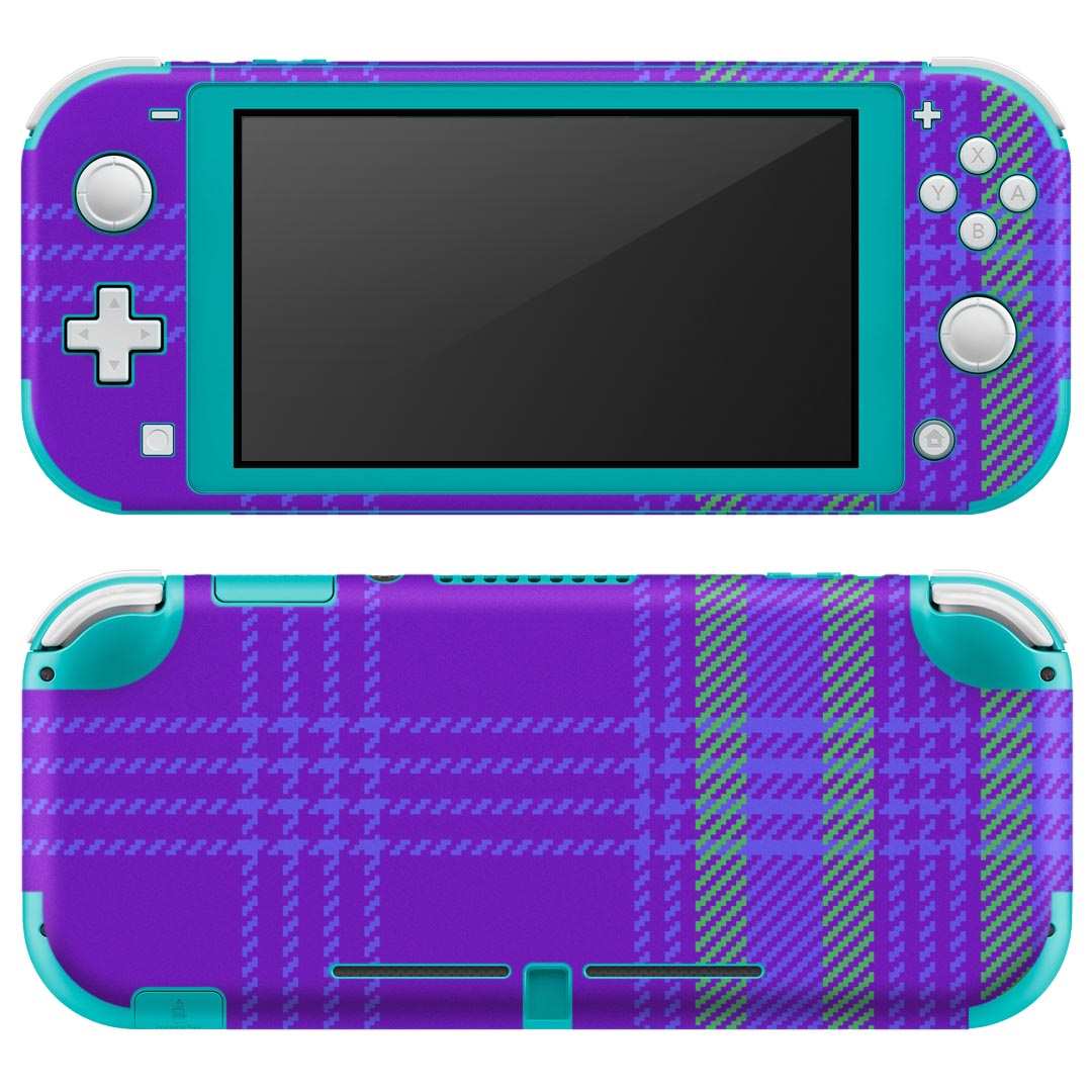 igsticker Nintendo Switch Lite 専用 デザインスキンシール 全面 ニンテンドー スイッチ ライト 専用 ゲーム機 カバー アクセサリー フィルム ステッカー エアフリー 004265 チェック　青