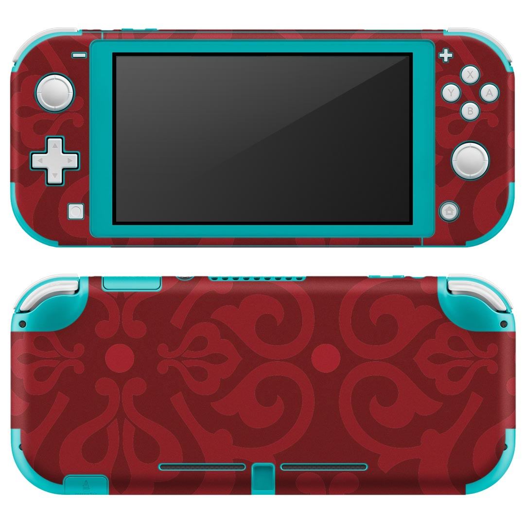 igsticker Nintendo Switch Lite 専用 デザインスキンシール 全面 ニンテンドー スイッチ ライト 専用 ゲーム機 カバー アクセサリー フィルム ステッカー エアフリー 004280 模様 エレガント 赤