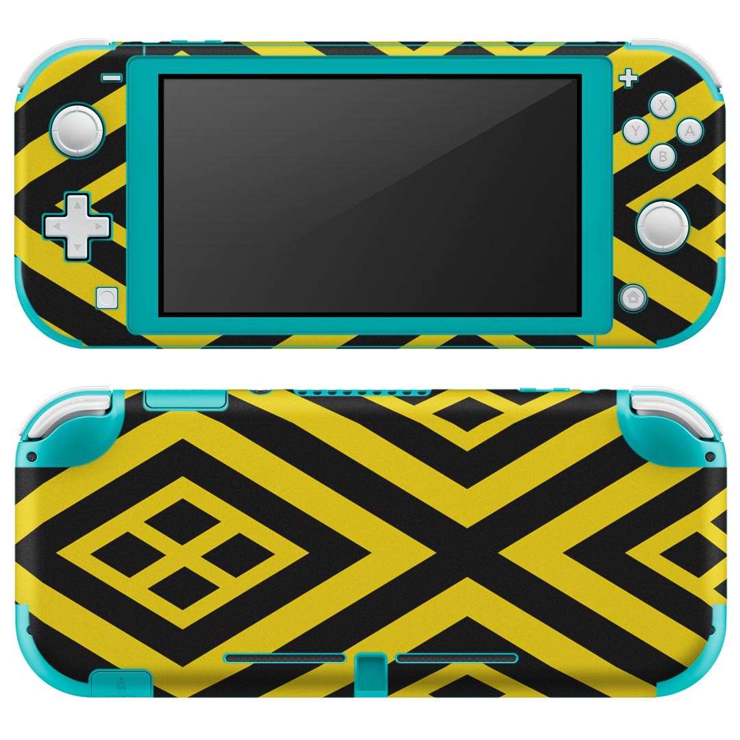 igsticker Nintendo Switch Lite 専用 デザインスキンシール 全面 ニンテンドー スイッチ ライト 専用 ゲーム機 カバー アクセサリー フィルム ステッカー エアフリー 004294 模様　黄色　黒