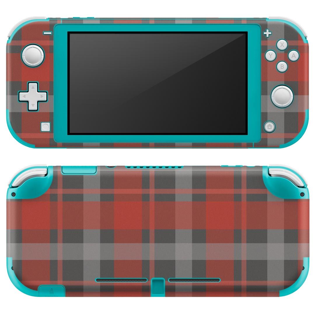 igsticker Nintendo Switch Lite 専用 デザインスキンシール 全面 ニンテンドー スイッチ ライト 専用 ゲーム機 カバー アクセサリー フィルム ステッカー エアフリー 004301 チェック　赤