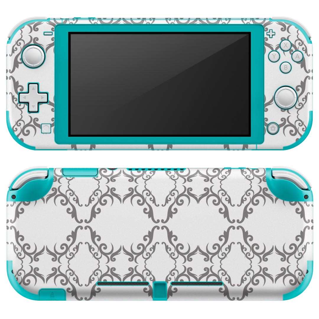 igsticker Nintendo Switch Lite 専用 デザインスキンシール 全面 ニンテンドー スイッチ ライト 専用 ゲーム機 カバー アクセサリー フィルム ステッカー エアフリー 004357 模様　白　エレガント