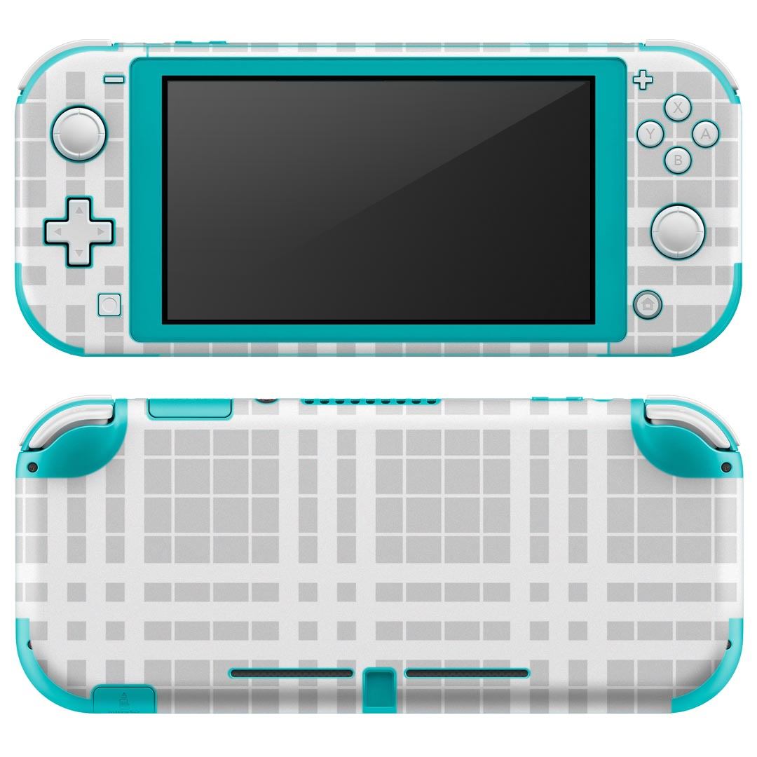igsticker Nintendo Switch Lite 専用 デザインスキンシール 全面 ニンテンドー スイッチ ライト 専用 ゲーム機 カバー アクセサリー フィルム ステッカー エアフリー 004377 チェック 模様 白