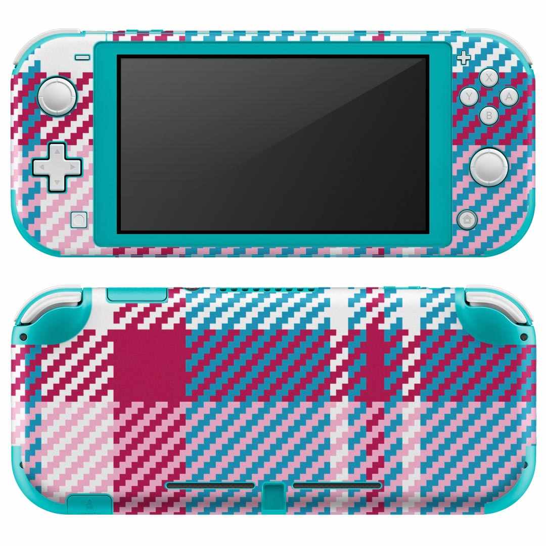 igsticker Nintendo Switch Lite 専用 デザインスキンシール 全面 ニンテンドー スイッチ ライト 専用 ゲーム機 カバー アクセサリー フィルム ステッカー エアフリー 004379 チェック 模様 ピンク
