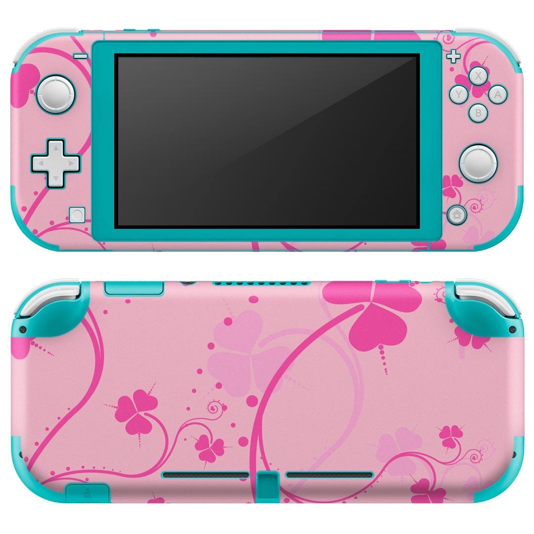 igsticker Nintendo Switch Lite 専用 デザインスキンシール 全面 ニンテンドー スイッチ ライト 専用 ゲーム機 カバー アクセサリー フィルム ステッカー エアフリー 004463 四つ葉 クローバー ピンク