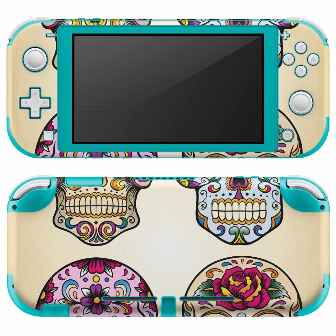 igsticker Nintendo Switch Lite 専用 デザインスキンシール 全面 ニンテンドー スイッチ ライト 専用 ゲーム機 カバー アクセサリー フィルム ステッカー エアフリー 004518 ドクロ　骸骨　模様