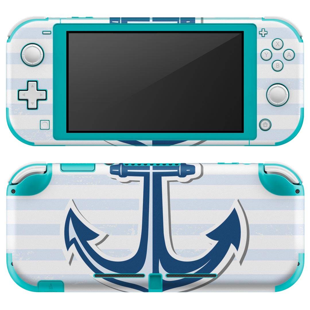 igsticker Nintendo Switch Lite 専用 デザインスキンシール 全面 ニンテンドー スイッチ ライト 専用 ゲーム機 カバー アクセサリー フィルム ステッカー エアフリー 004527 マリン ボーダー 青